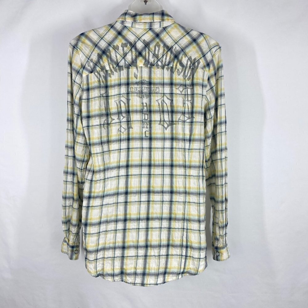 Harley Davidson Women’s Graphic Plaid Button Down Shirt Size M